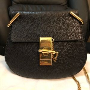 Chloe Drew Black Leather Shoulder Bag